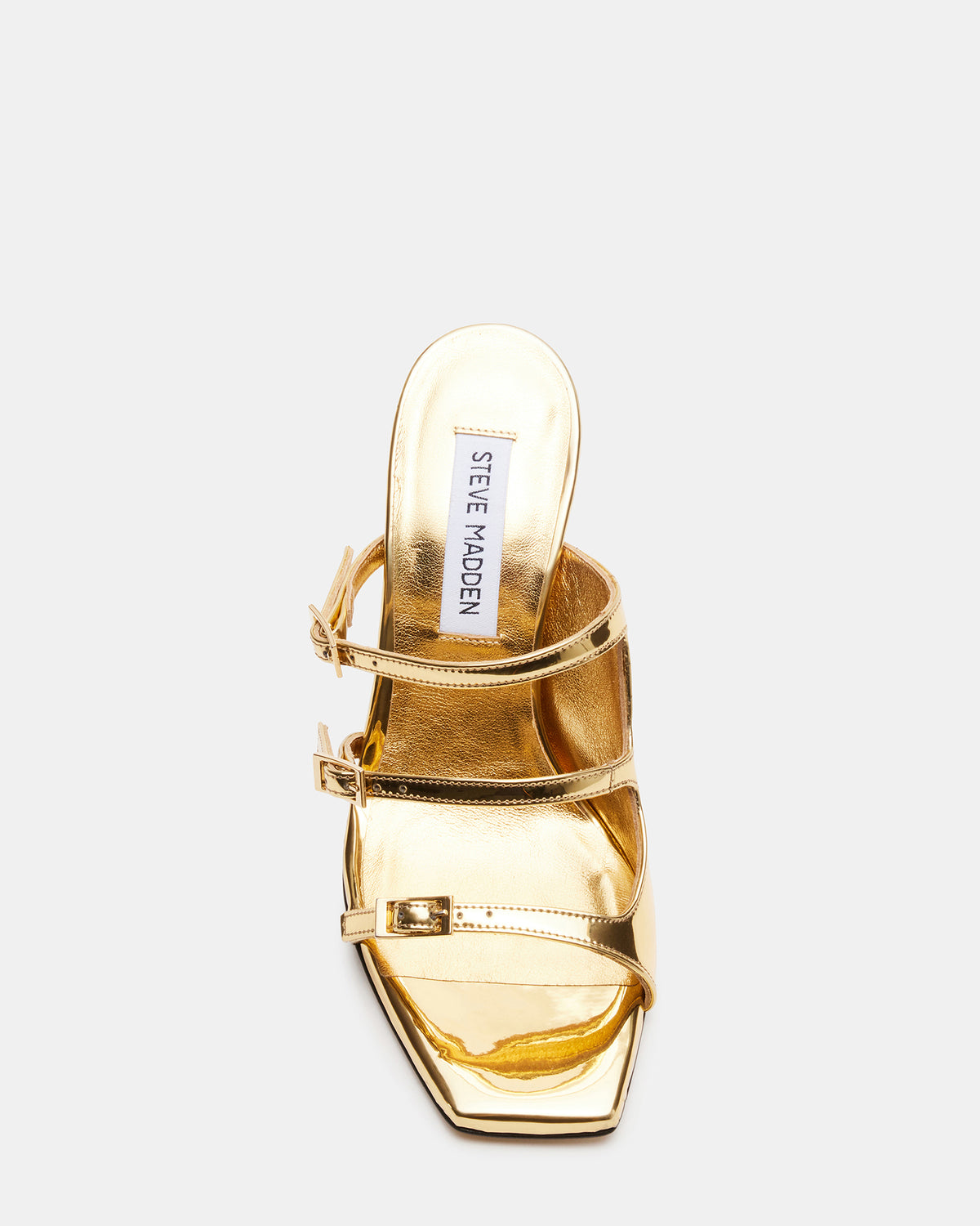 OPULENT Gold Leather Square Toe Mule Heel | Women's Heels Steve Madden GOLD LEATHER