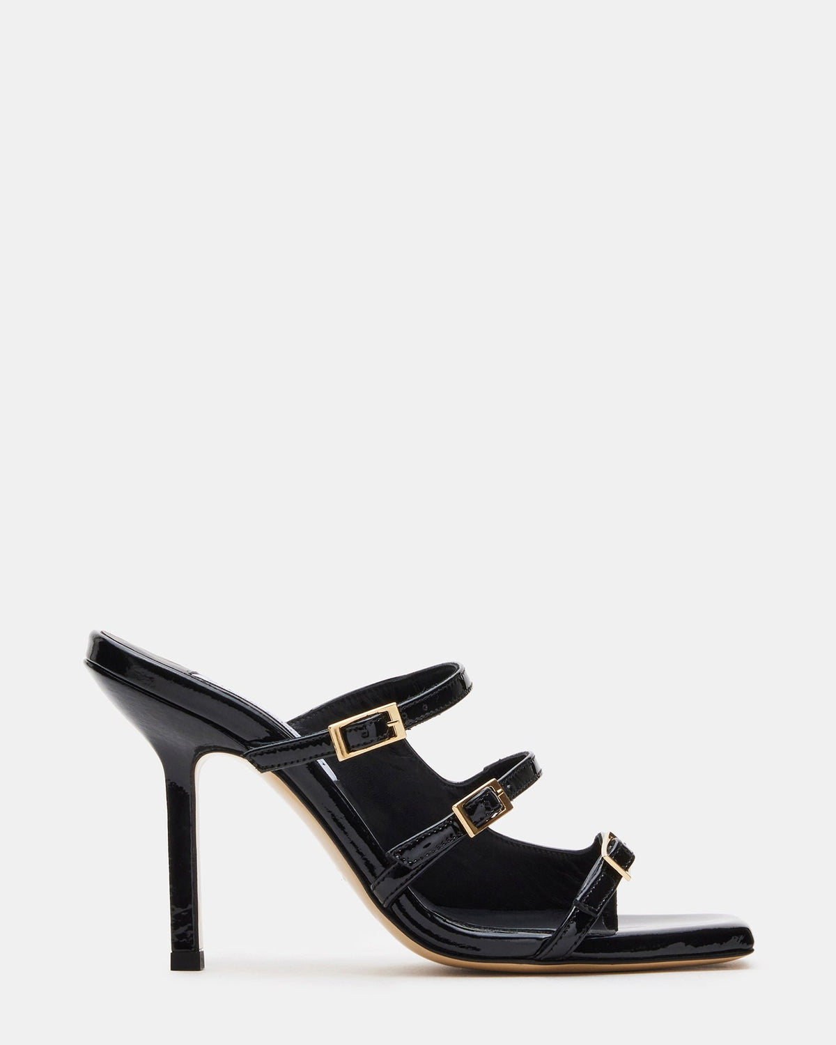 OPULENT Black Leather Square Toe Mule Heel | Women's Heels Steve Madden BLACK LEATHER