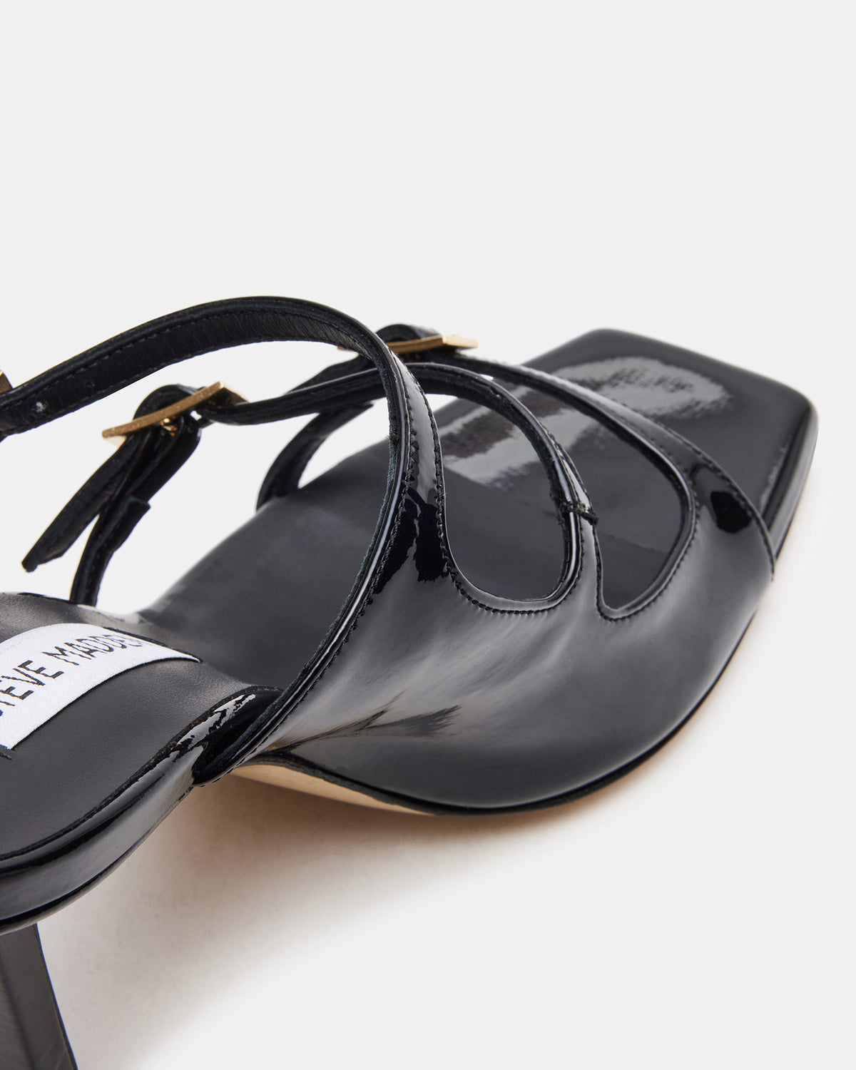 OPULENT Black Leather Square Toe Mule Heel | Women's Heels Steve Madden BLACK LEATHER