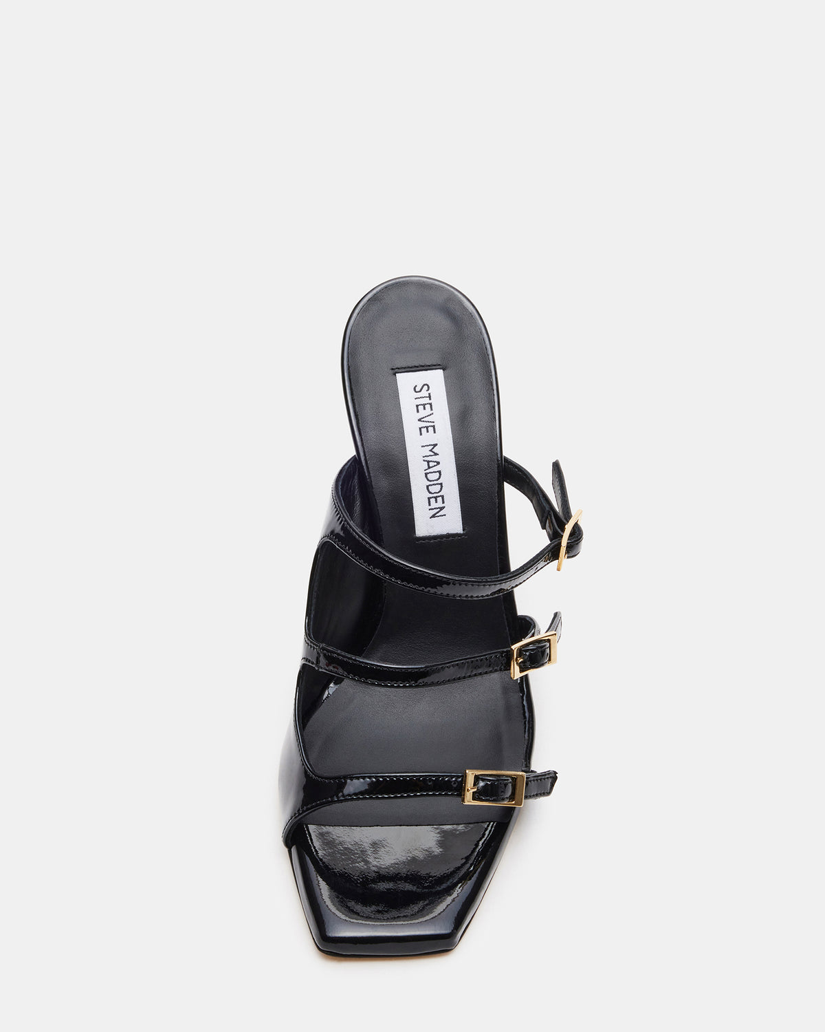 OPULENT Black Leather Square Toe Mule Heel | Women's Heels Steve Madden BLACK LEATHER