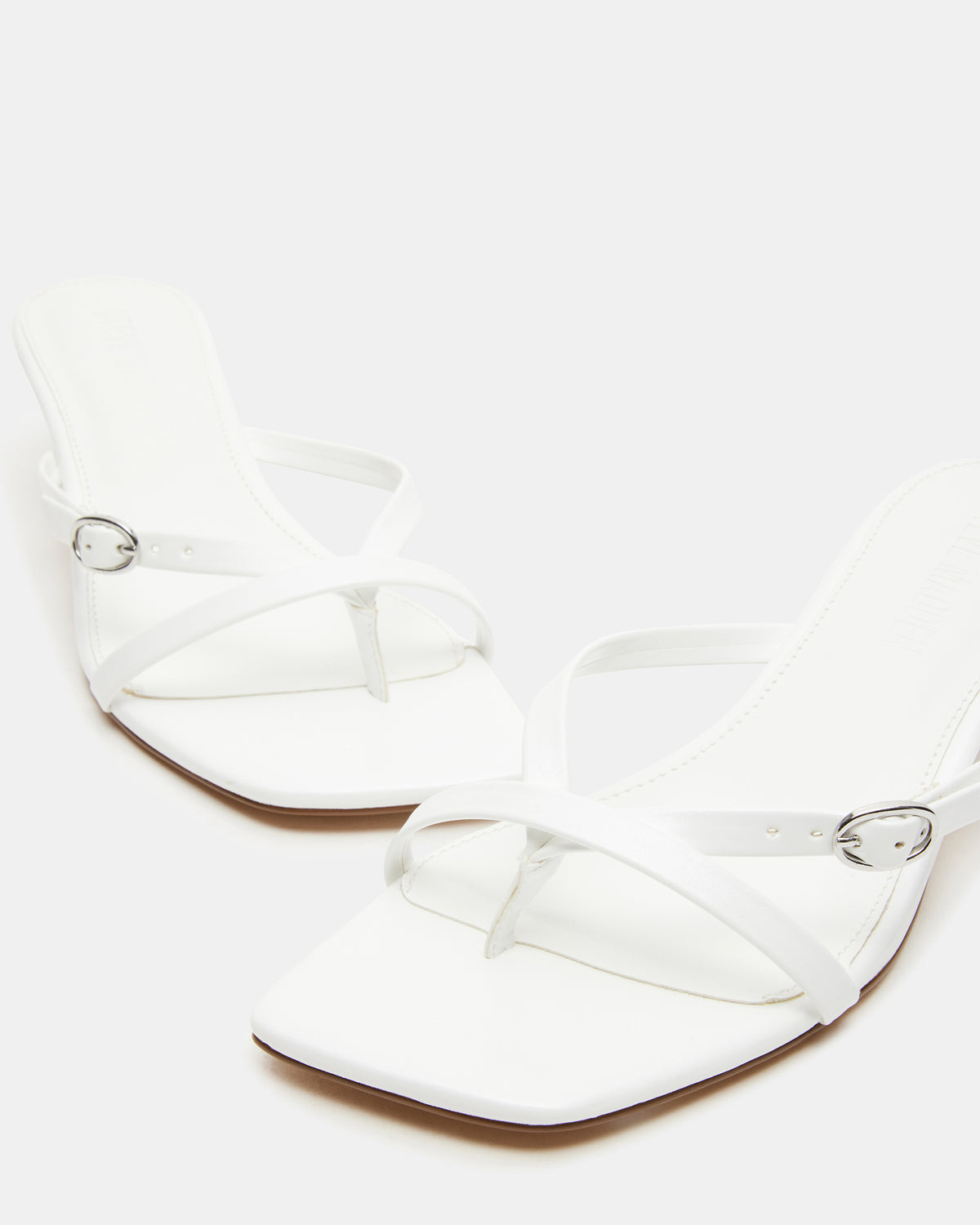 JANA White Strappy Mule Kitten Heel | Women's Heels Steve Madden WHITE