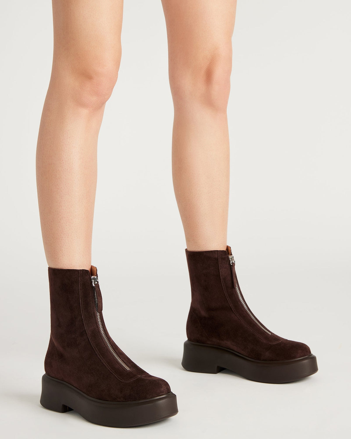 JONES Chocolate Brown Suede Zipper Lug Women's Ankle Boot Steve Madden CHOCOLATE BROWN SUEDE