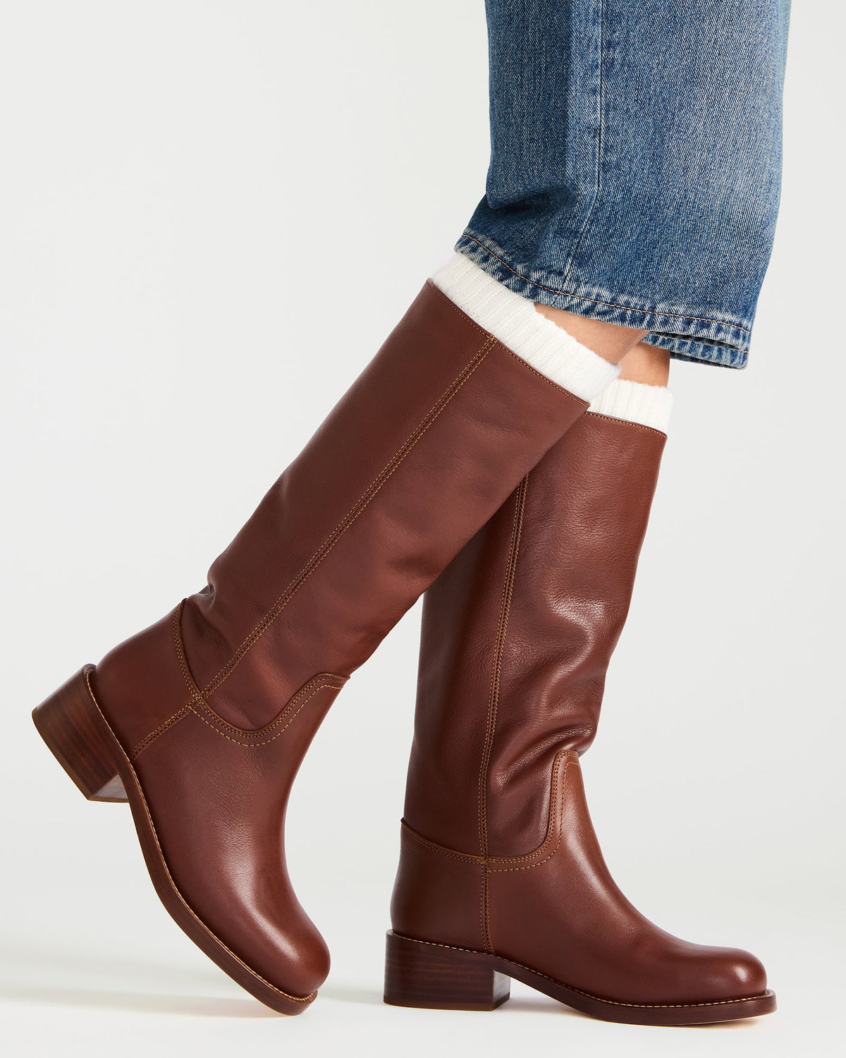 RIGGS Rust Leather Square-Toe Women's Boot Steve Madden RUST LEATHER