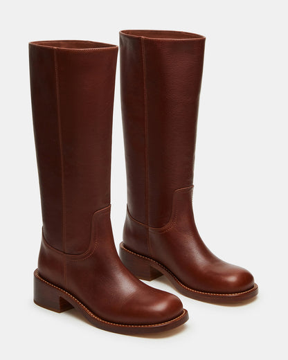 RIGGS Rust Leather Square-Toe Women's Boot Steve Madden RUST LEATHER