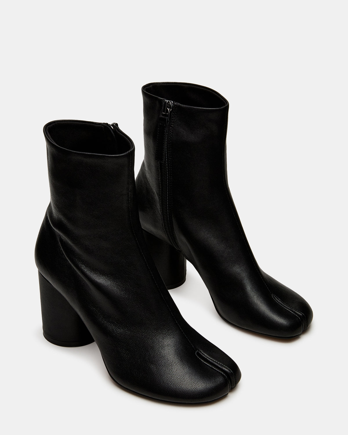 CARO Black Leather Tabi Split-Toe Block Heel Women's Ankle Boot Steve Madden BLACK LEATHER