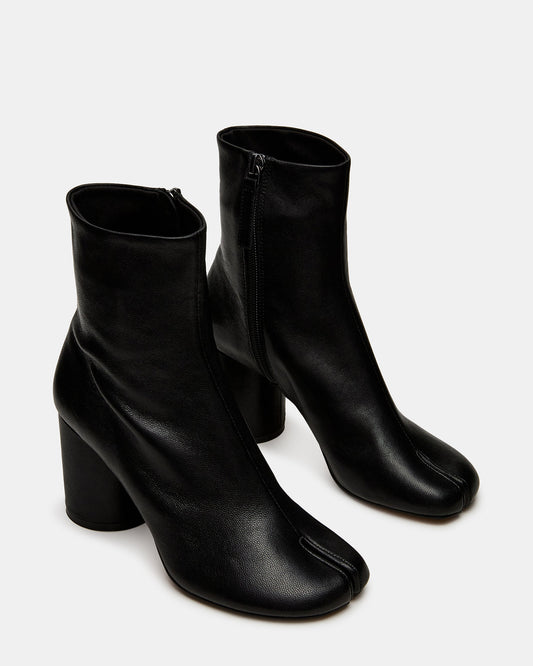 CARO Black Leather Tabi Split-Toe Block Heel Women's Ankle Boot Steve Madden BLACK LEATHER
