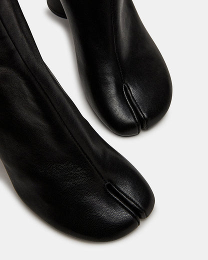 CARO Black Leather Tabi Split-Toe Block Heel Women's Ankle Boot Steve Madden BLACK LEATHER