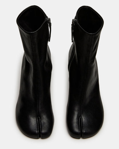 CARO Black Leather Tabi Split-Toe Block Heel Women's Ankle Boot Steve Madden BLACK LEATHER