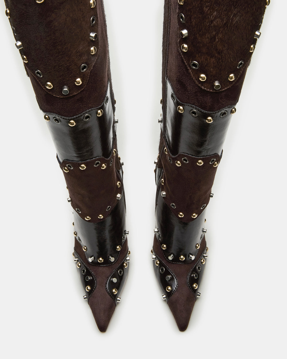 REVIVE Brown Multi Pointed-Toe Knee-High Stiletto Women's Boot Steve Madden BROWN MULTI