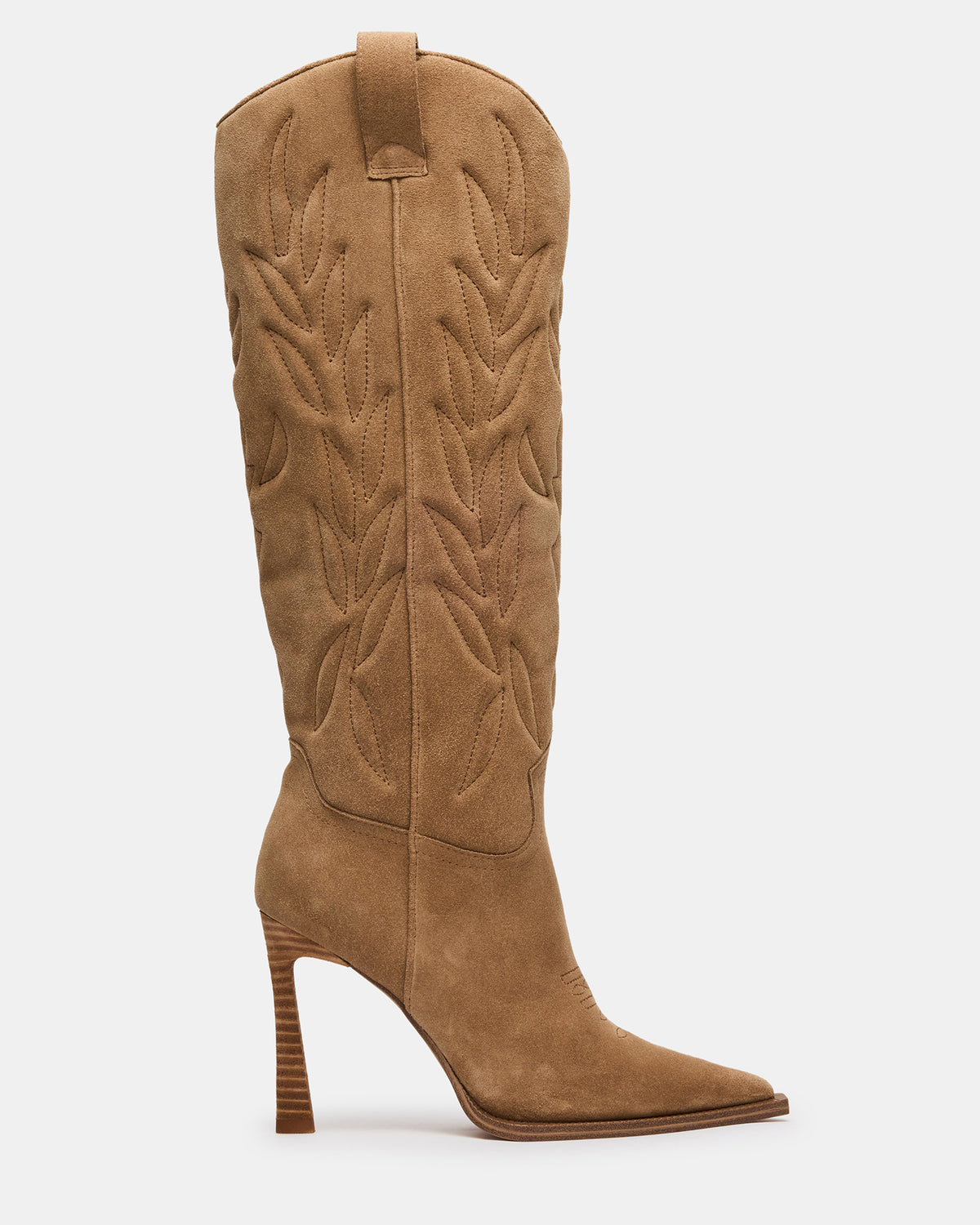 KINZEE Taupe Suede Pointed-Toe Knee-High Western Stiletto Women's Boot Steve Madden TAUPE SUEDE