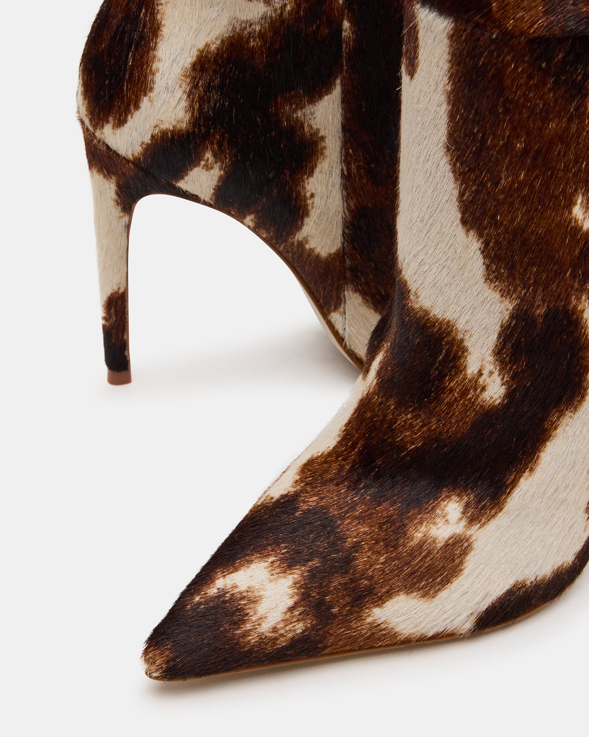 NITRO Brown Cow Print Pointed-Toe Stiletto Heel Knee-High Women's Boots Steve Madden BROWN MULTI