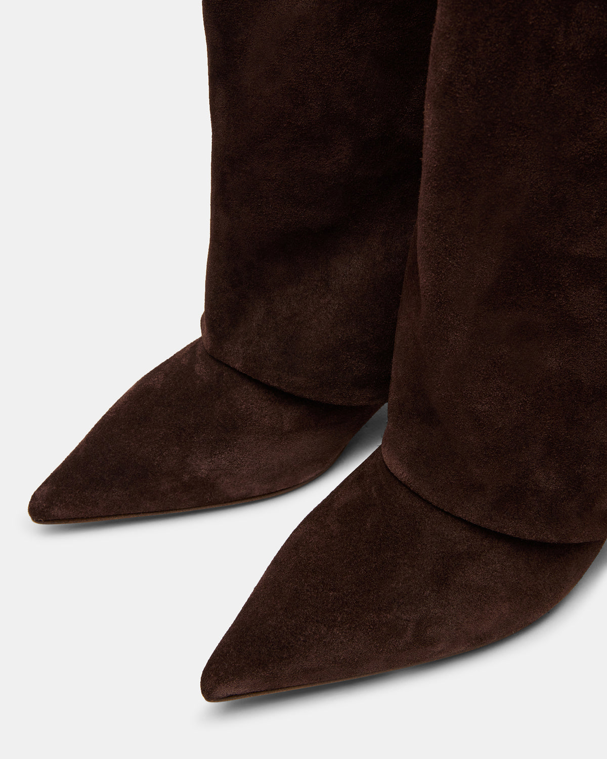 LUCA Brown Suede Pointed-Toe Cuffed Kitten Heel Women's Boot Steve Madden BROWN SUEDE