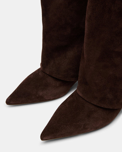 LUCA Brown Suede Pointed-Toe Cuffed Kitten Heel Women's Boot Steve Madden BROWN SUEDE