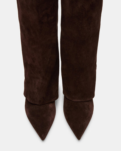 LUCA Brown Suede Pointed-Toe Cuffed Kitten Heel Women's Boot Steve Madden BROWN SUEDE