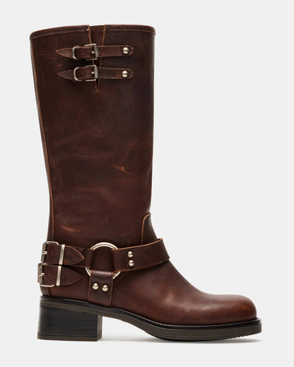 ASTOR Brown Leather Knee-High Boot | Women's Boots Steve Madden BROWN LEATHER