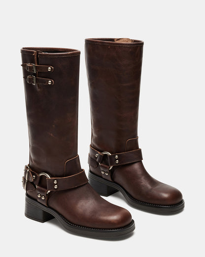 ASTOR Brown Leather Knee-High Boot | Women's Boots Steve Madden BROWN LEATHER