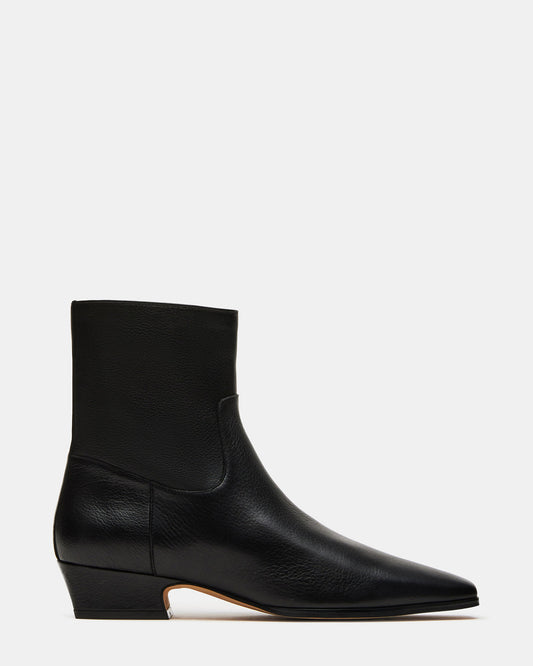 DUSTY Black Leather Women's Ankle Boot Steve Madden BLACK LEATHER