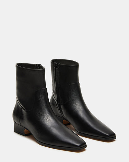 DUSTY Black Leather Women's Ankle Boot Steve Madden BLACK LEATHER