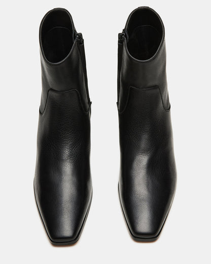 DUSTY Black Leather Women's Ankle Boot Steve Madden BLACK LEATHER
