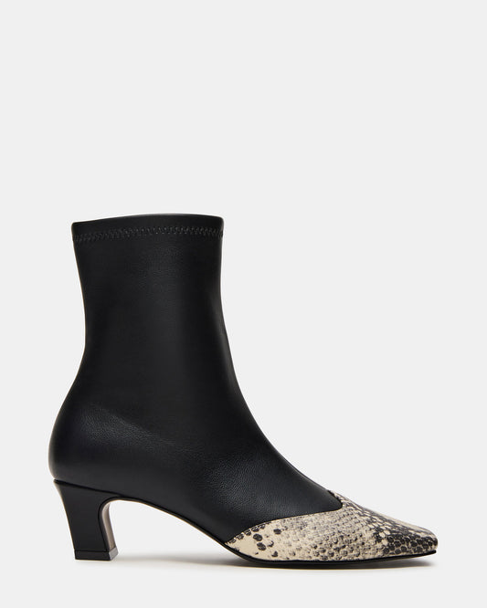 JETER Black Snake Square-Toe Women's Ankle Boot Steve Madden BLACK SNAKE