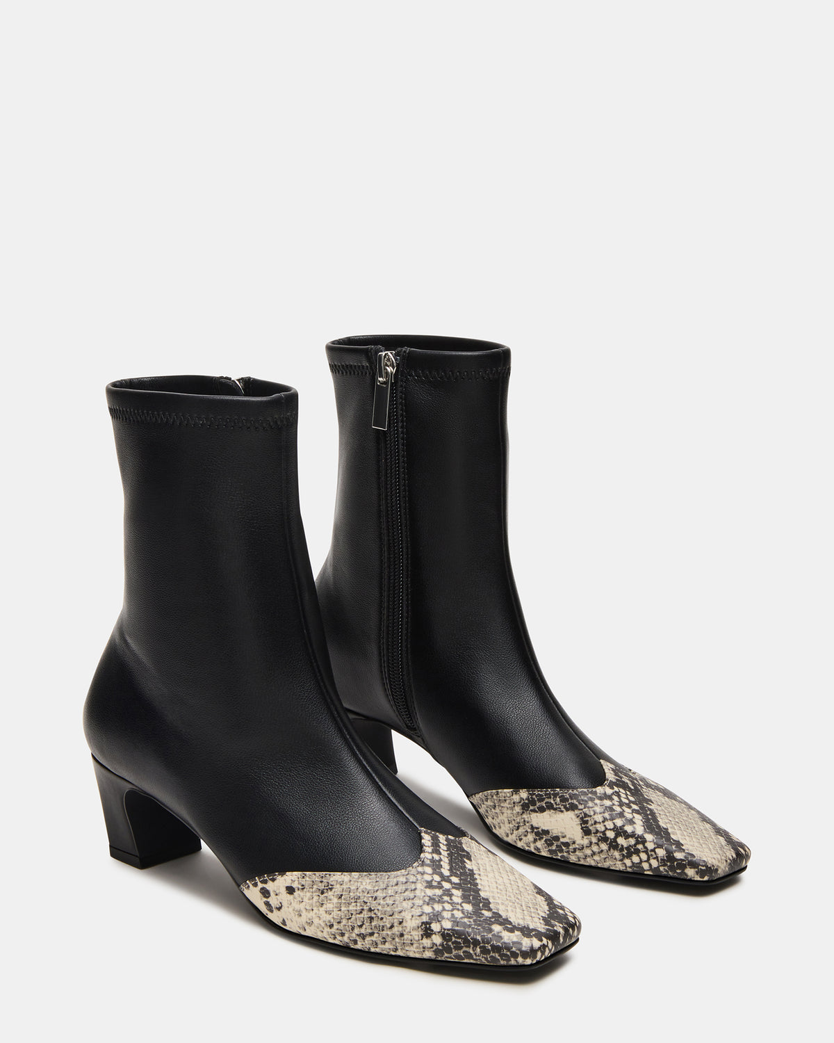 JETER Black Snake Square-Toe Women's Ankle Boot Steve Madden BLACK SNAKE