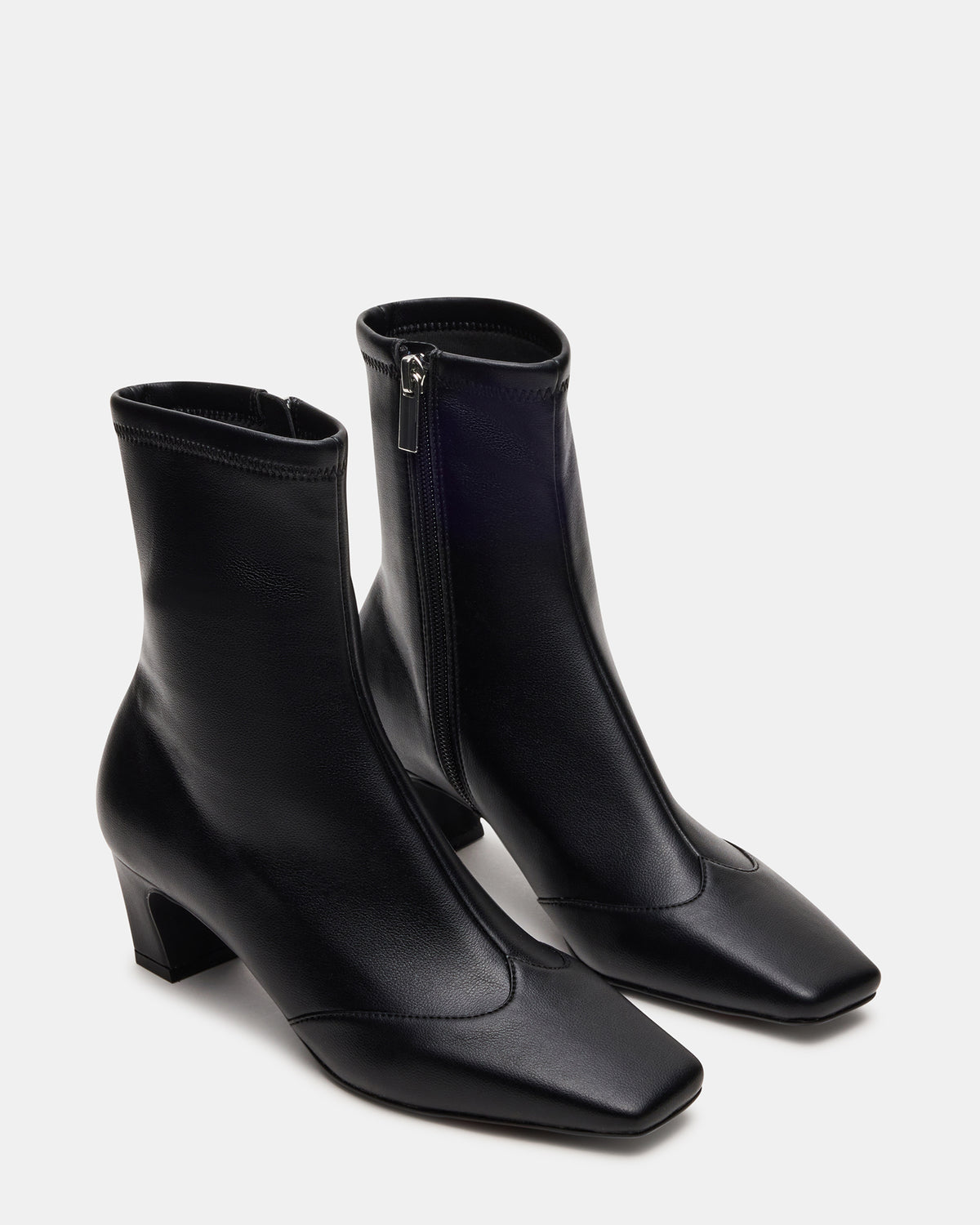 JETER Black Square-Toe Women's Ankle Boot Steve Madden BLACK