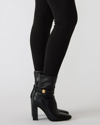AROMA Black Buckle Gold Detail Block Heel Women's Ankle Boot Steve Madden BLACK