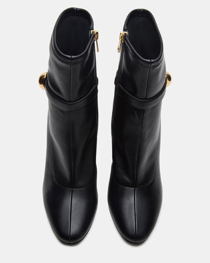AROMA Black Buckle Gold Detail Block Heel Women's Ankle Boot Steve Madden BLACK