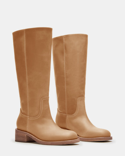 RIGGS Banana Leather Wide Calf Square-Toe Women's Boot Steve Madden BANANA LEATHER