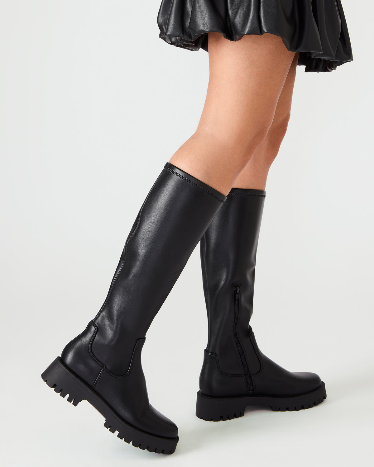 LABELLE Black Knee-High Lug Platform Women's Boot Steve Madden BLACK