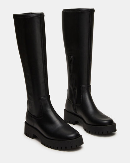 LABELLE Black Knee-High Lug Platform Women's Boot Steve Madden BLACK