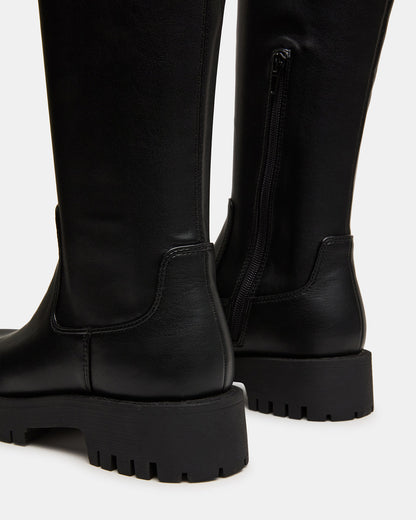 LABELLE Black Knee-High Lug Platform Women's Boot Steve Madden BLACK