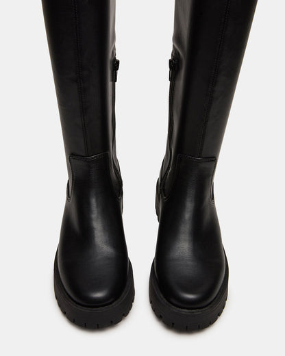 LABELLE Black Knee-High Lug Platform Women's Boot Steve Madden BLACK