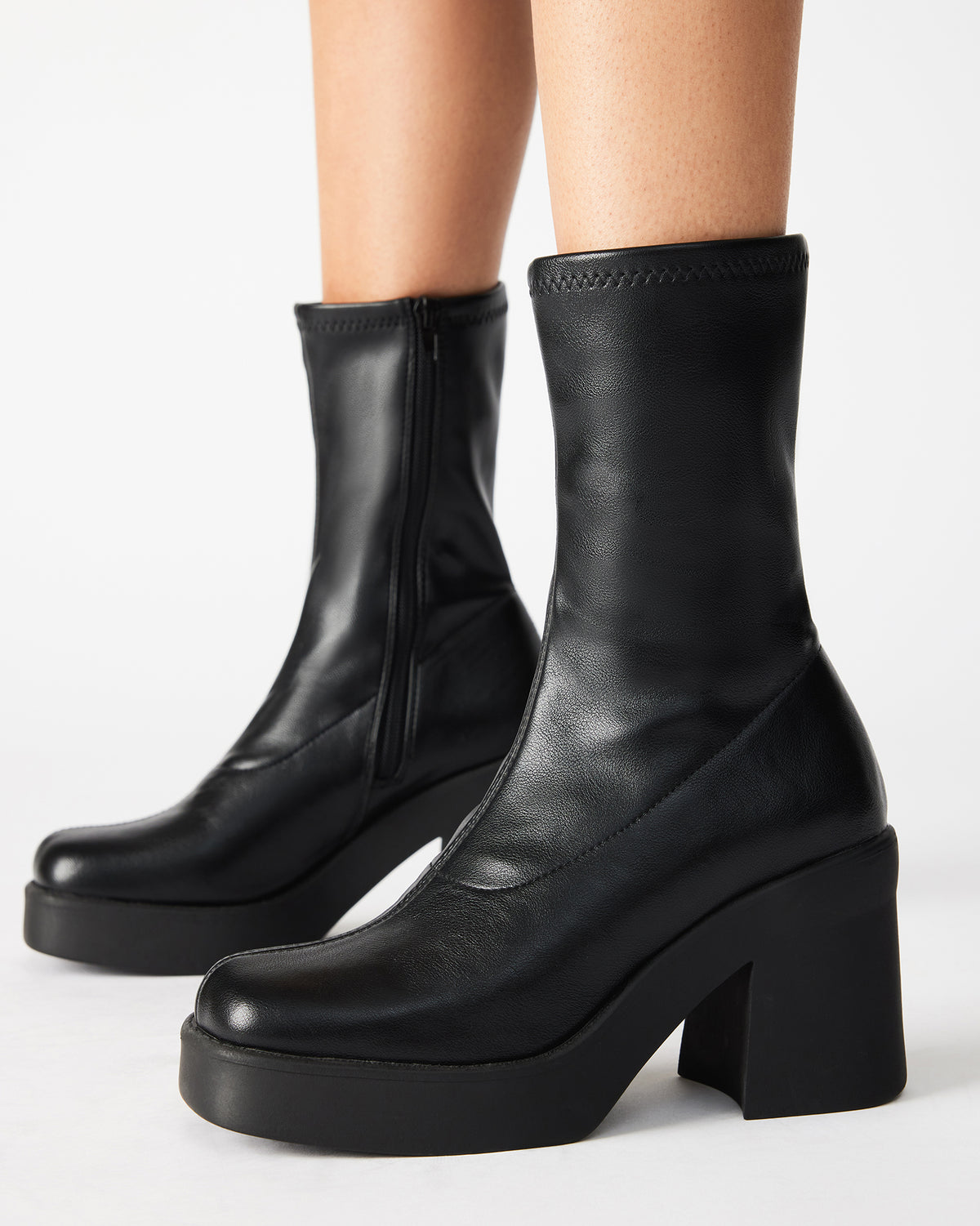 KLAYTON Black Platform Ankle Boot | Women's Booties Steve Madden BLACK