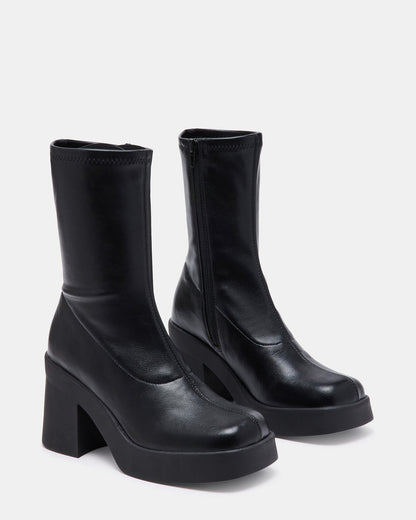 KLAYTON Black Platform Ankle Boot | Women's Booties Steve Madden BLACK