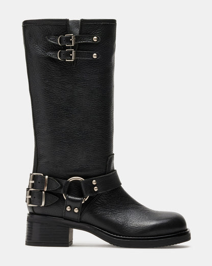 ASTOR Black Leather Knee-High Boot | Women's Boots Steve Madden BLACK LEATHER