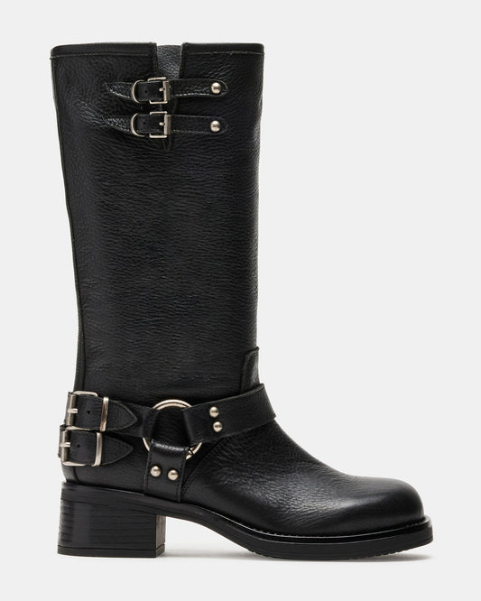 ASTOR Black Leather Knee-High Boot | Women's Boots Steve Madden BLACK LEATHER
