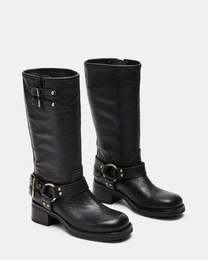 ASTOR Black Leather Knee-High Boot | Women's Boots Steve Madden BLACK LEATHER
