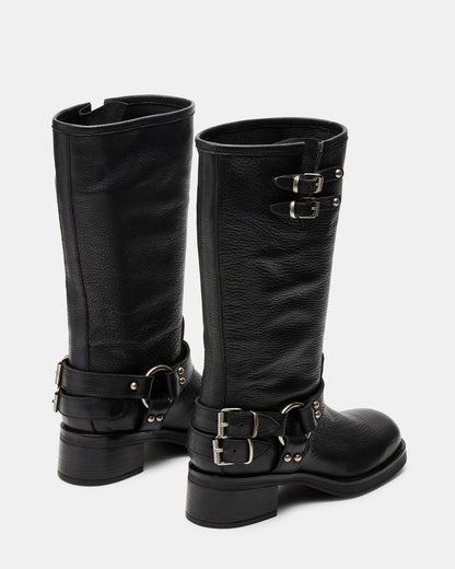ASTOR Black Leather Knee-High Boot | Women's Boots Steve Madden BLACK LEATHER