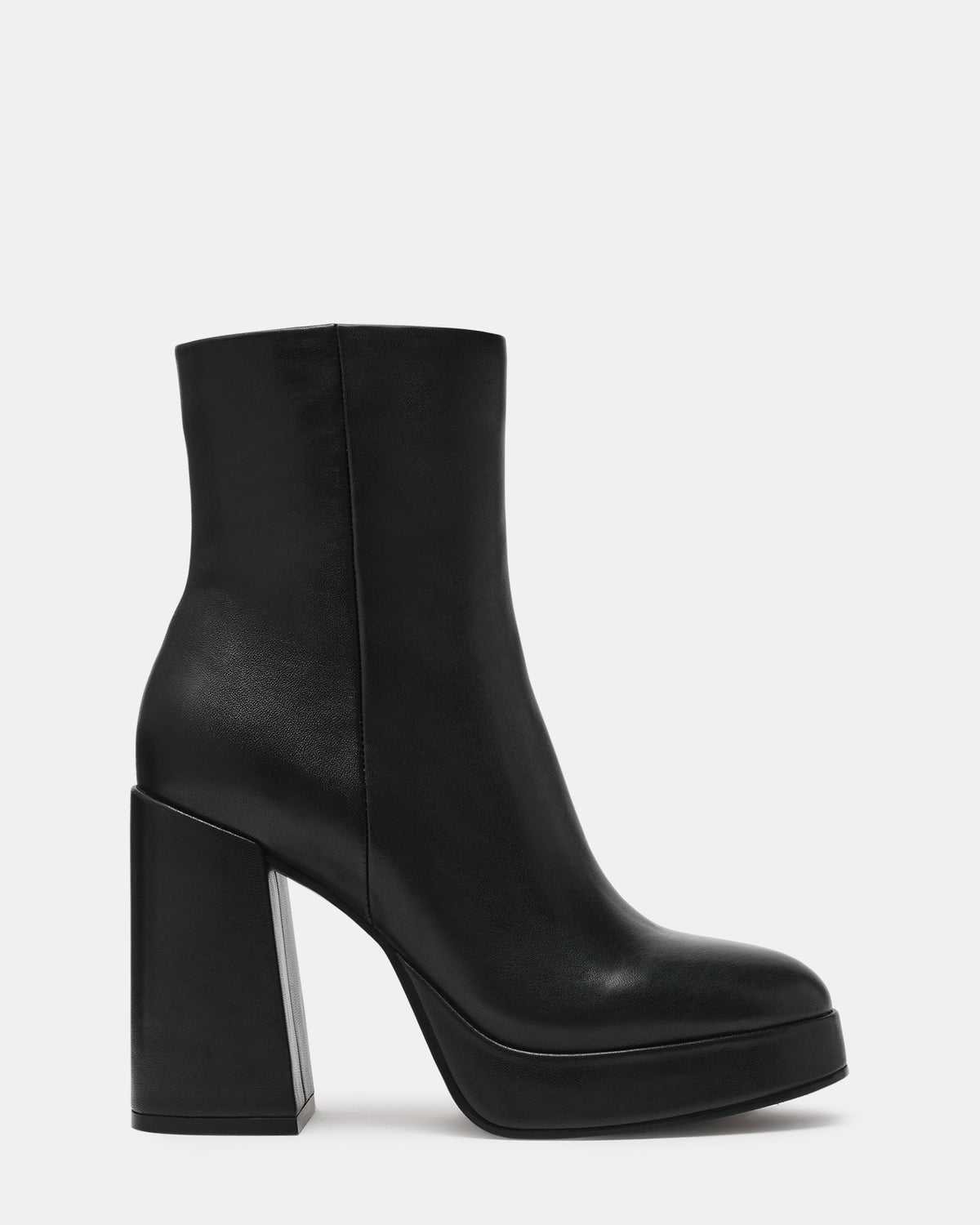 TYRA Black Leather Platform Block Heel Women's Ankle Boot Steve Madden BLACK LEATHER