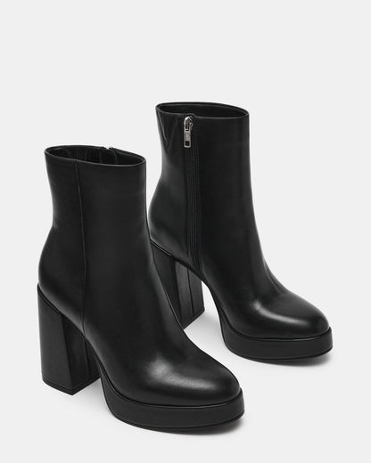 TYRA Black Leather Platform Block Heel Women's Ankle Boot Steve Madden BLACK LEATHER