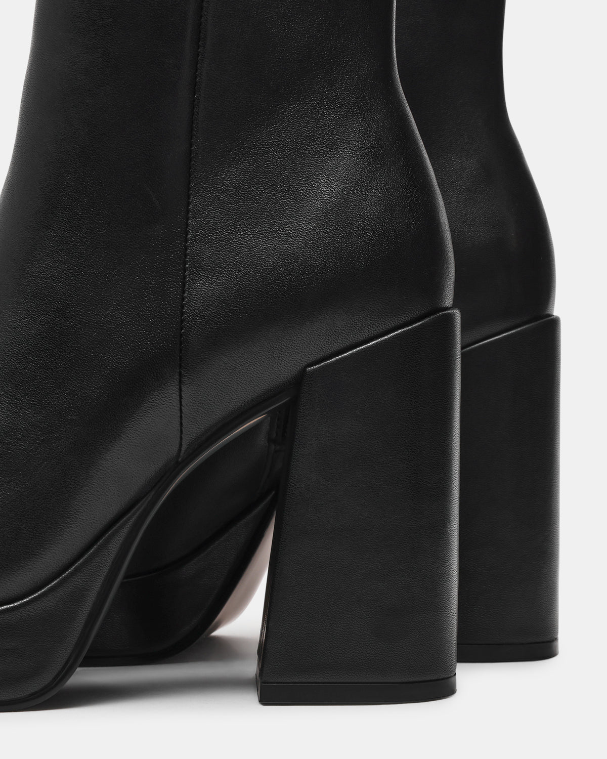 TYRA Black Leather Platform Block Heel Women's Ankle Boot Steve Madden BLACK LEATHER