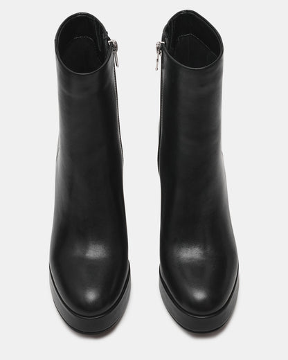 TYRA Black Leather Platform Block Heel Women's Ankle Boot Steve Madden BLACK LEATHER