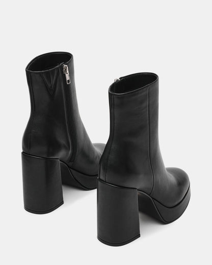 TYRA Black Leather Platform Block Heel Women's Ankle Boot Steve Madden BLACK LEATHER