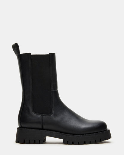LOWA Black Leather Lug Chelsea Platform Women's Ankle Boot Steve Madden BLACK LEATHER