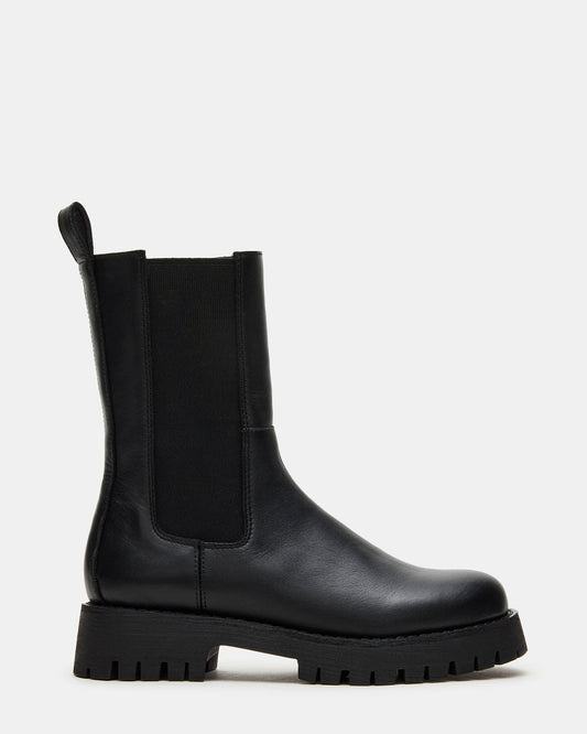 LOWA Black Leather Lug Chelsea Platform Women's Ankle Boot Steve Madden BLACK LEATHER