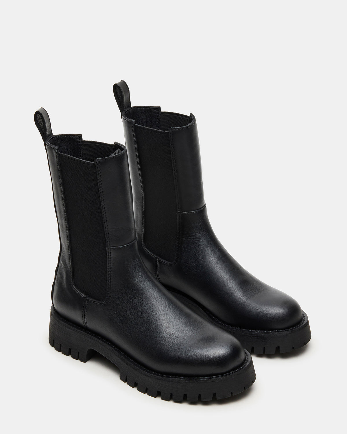 LOWA Black Leather Lug Chelsea Platform Women's Ankle Boot Steve Madden BLACK LEATHER