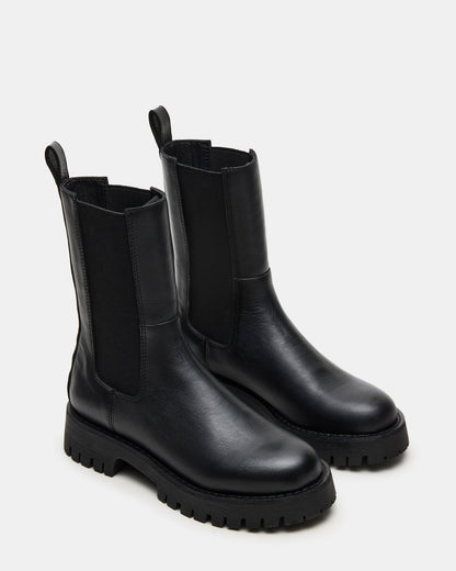 LOWA Black Leather Lug Chelsea Platform Women's Ankle Boot Steve Madden BLACK LEATHER