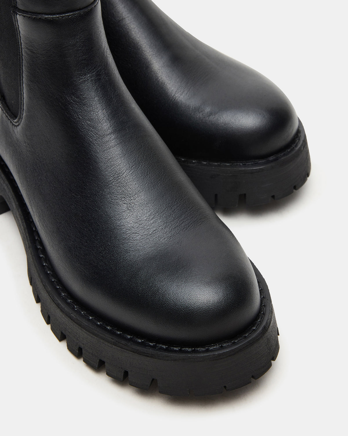 LOWA Black Leather Lug Chelsea Platform Women's Ankle Boot Steve Madden BLACK LEATHER
