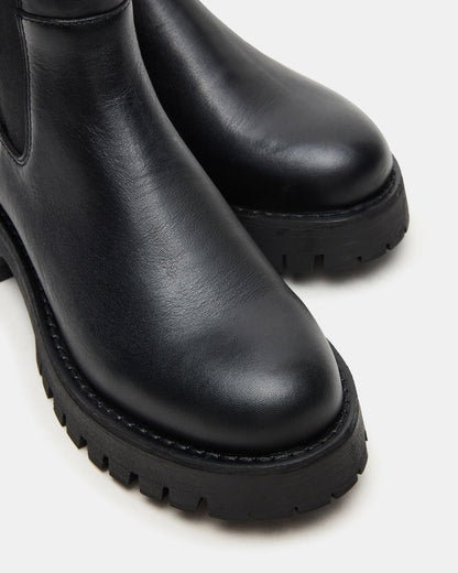 LOWA Black Leather Lug Chelsea Platform Women's Ankle Boot Steve Madden BLACK LEATHER